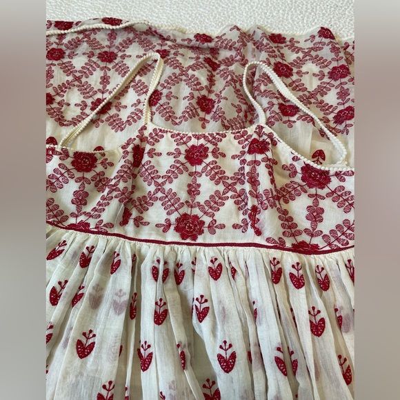 Anthropologie Payal Jain Pleated Maxi Sun Dress Embroidered Womens Medium Lined - Picture 6 of 8